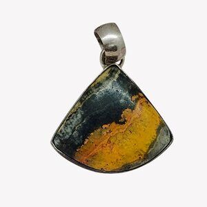 Bumblebee Jasper Sterling Silver Pendant Triangle Shape Beautiful Vibrant